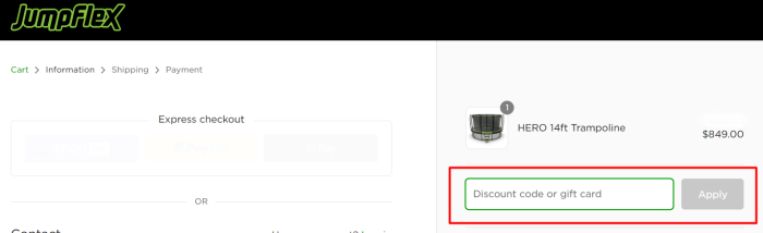 How to use JumpFlex promo code