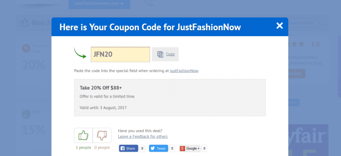 How to use a promo code at JustFashionNow
