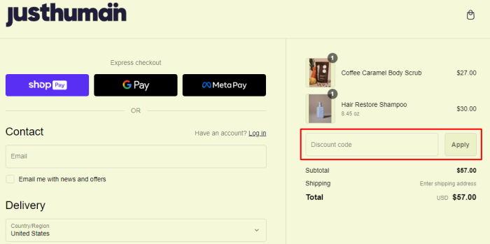 How to use JustHuman promo code