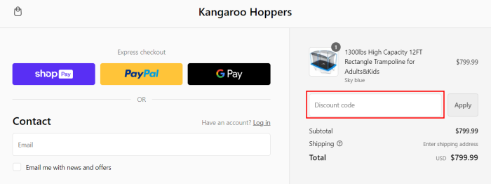 How to use Kangaroo Hoppers promo code