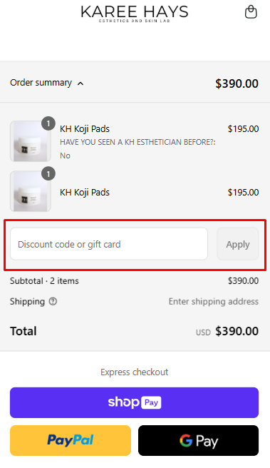 How to use Karee Hays promo code