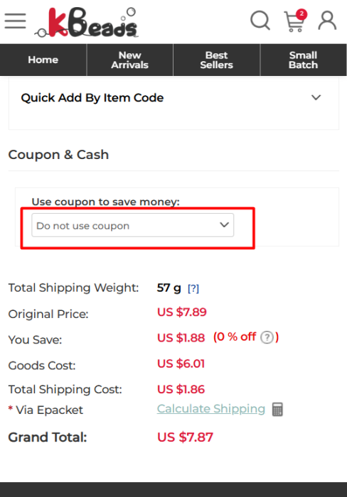 How to use KBeads promo code