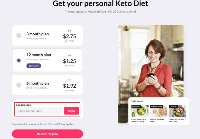 How to use Keto Cycle promo code