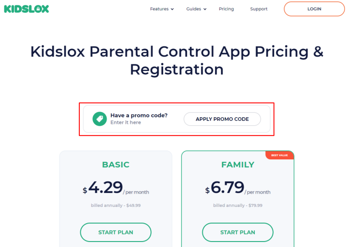 How to use Kidslox promo code