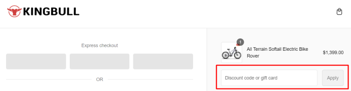 How to use Kingbull Bike promo code