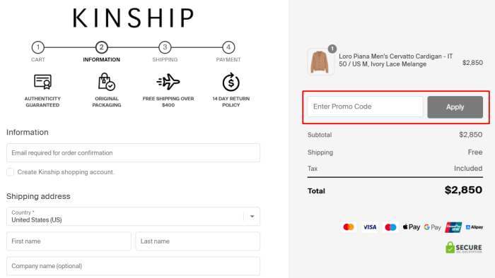 How to use Kinship JP promo code