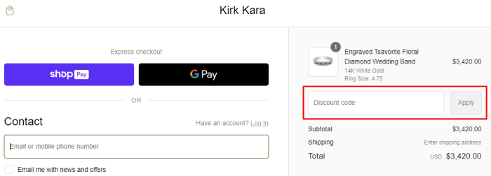 How to use Kirk Kara promo code