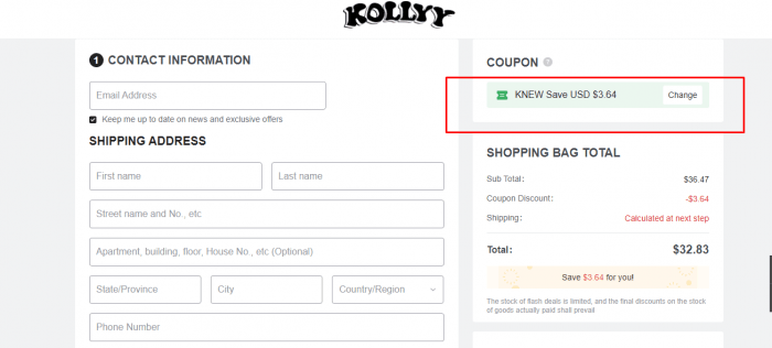 How to use Kollyy promo code