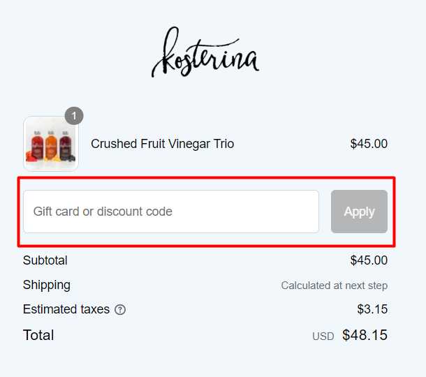 How to use Kosterina promo code