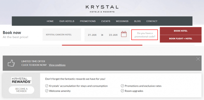 How to use Krystal Hotels & Resorts promo code