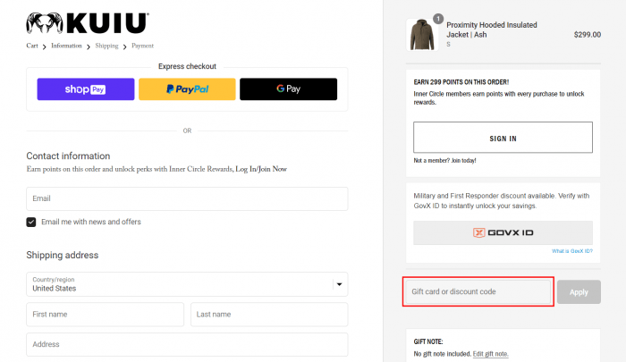 How to use Kuiu promo code