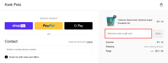 How to use Kwik Pets promo code