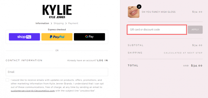 How to use Kylie Cosmetics promo code