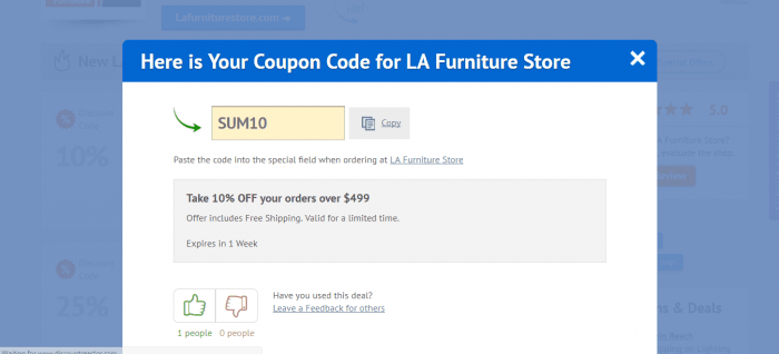 How to use a coupon code at LA Furniture