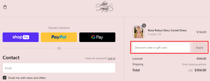 How to use LaceMade promo code