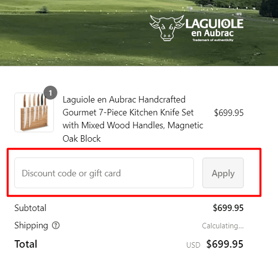 How to use Laguiole en Aubrac promo code