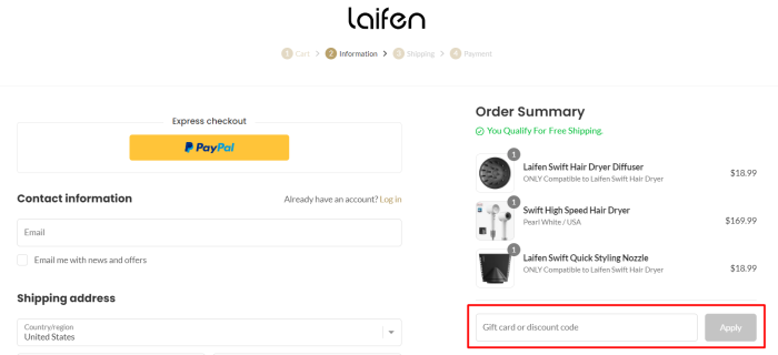 How to use Laifen promo code