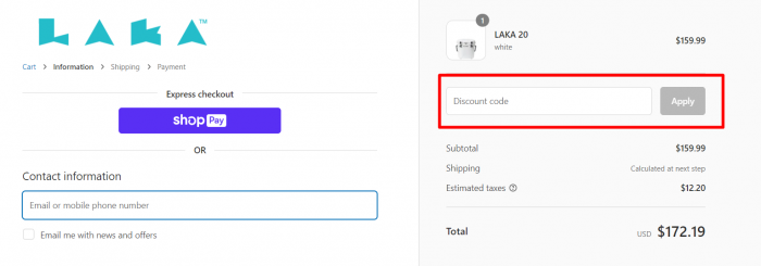 How to use LAKA promo code