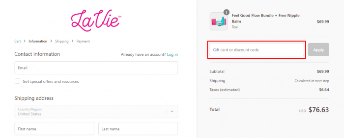 How to use LaVie Mom promo code