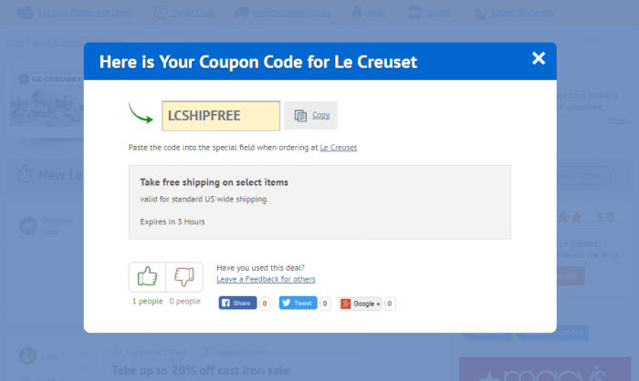 How to use a promotion code at Le Creuset