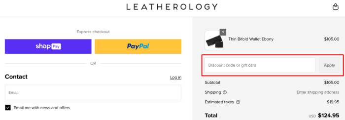 How to use Leatherology promo code