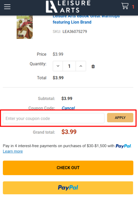 How to use Leisure Arts promo code
