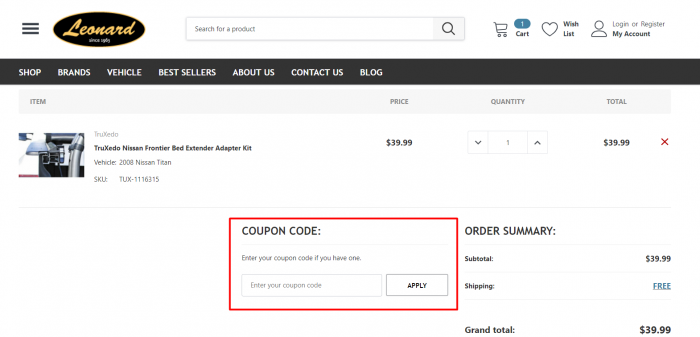 How to use Leonard Accessories promo code