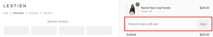 How to use Les Tien promo code