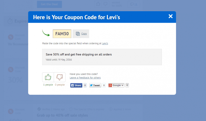 levis 20 percent off code