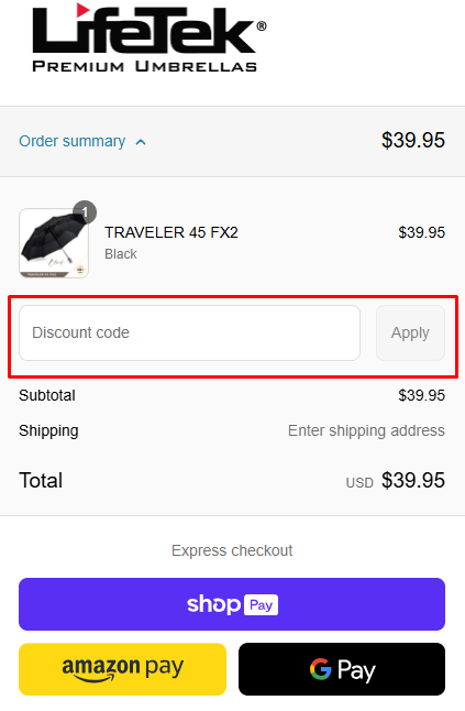 How to use LifeTek Umbrellas promo code