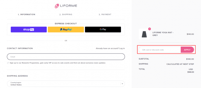 How to use LIFORME promo code