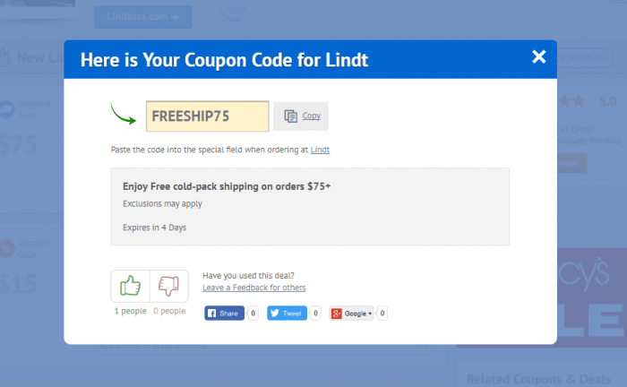 How to use promotion code on Lindt