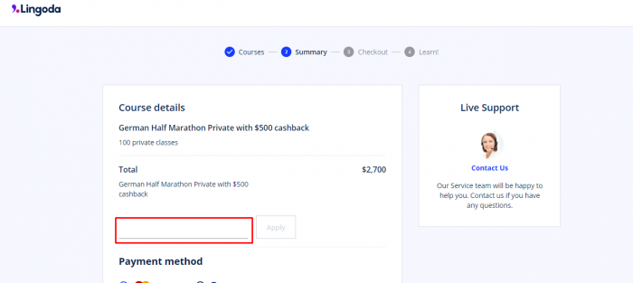 How to use Lingoda promo code
