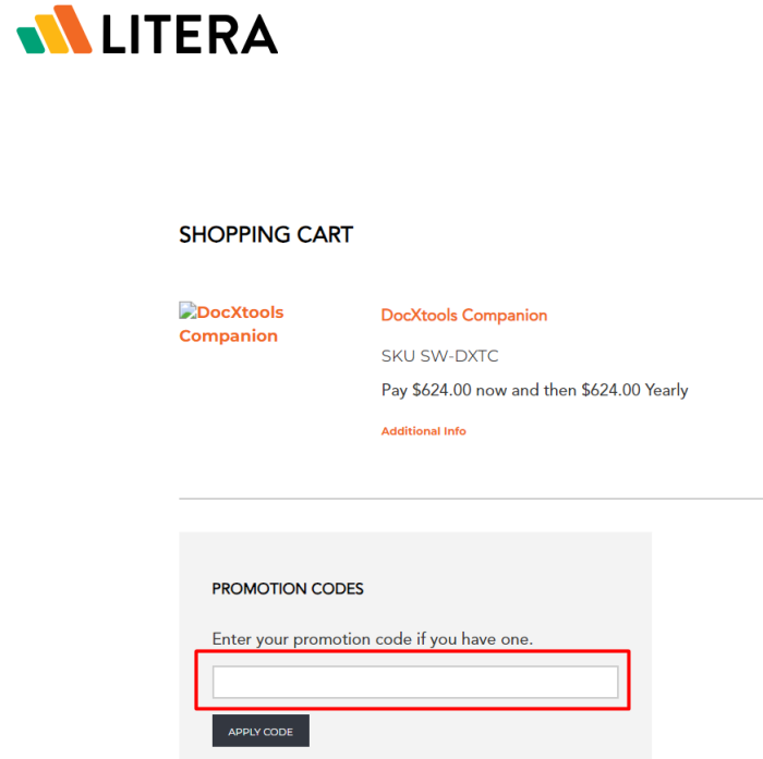 How to use Litera promo code