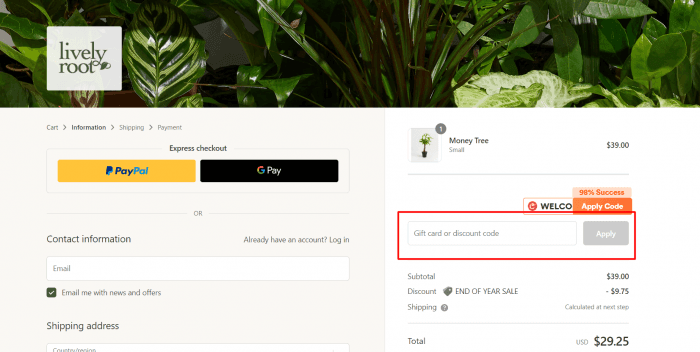 How to use Lively Root promo code