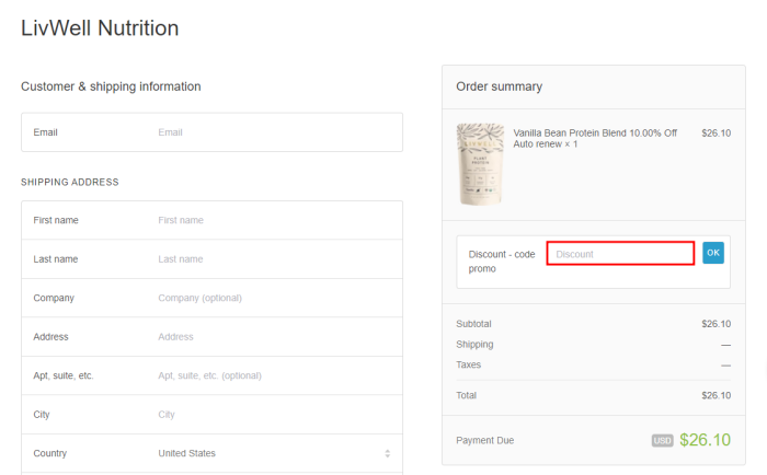 How to use LivWell Nutrition promo code