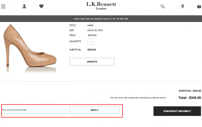 How to use a promotional code at L.K.Bennett