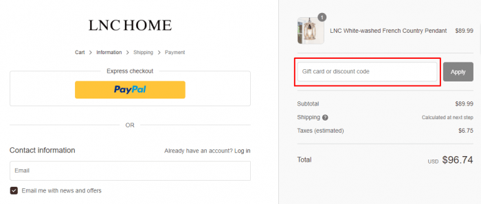 How to use LNC Home promo code