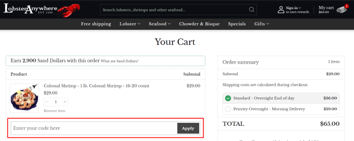 How to use LobsterAnywhere promo code