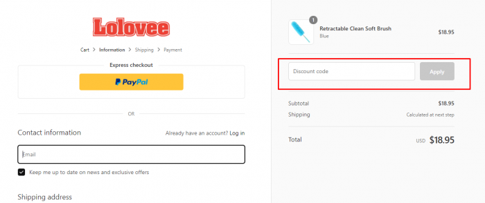 how to use discount code at Lolovee