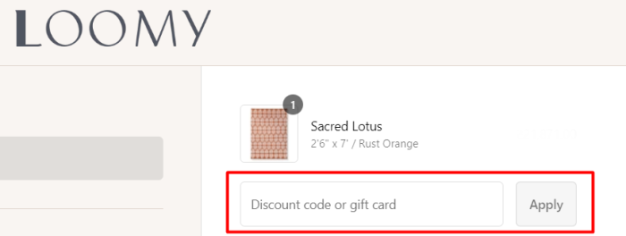 How to use Loomy Home promo code