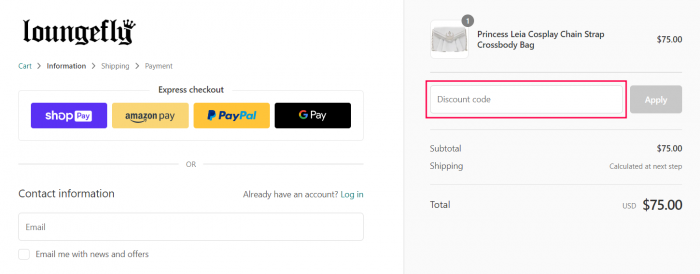 How to use Loungefly promo code