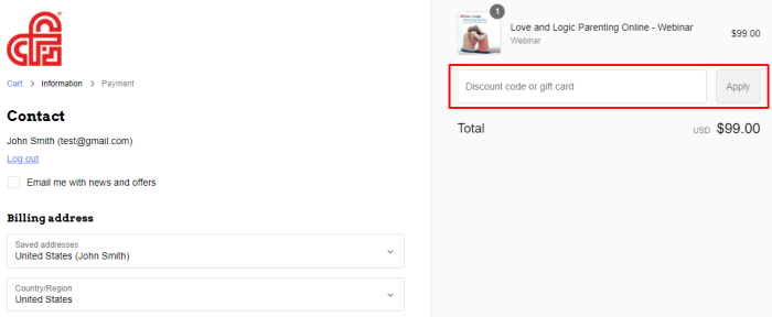 How to use Love and Logic promo code