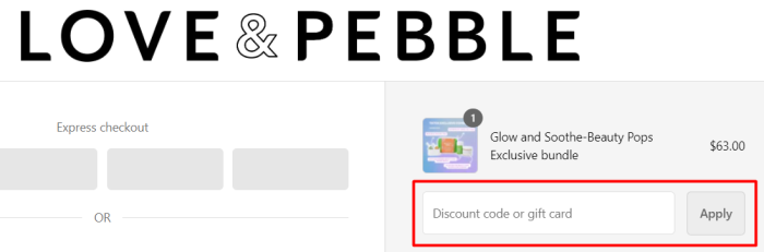 How to use Love & Pebble promo code
