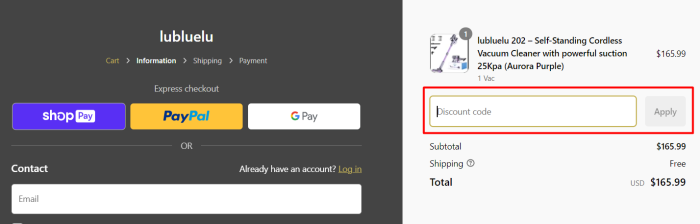 How to use Lubluelu promo code