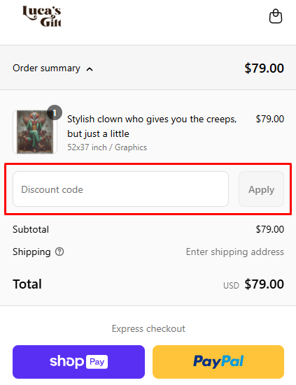 How to use Luca's Gift promo code