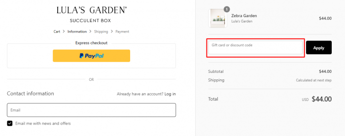 How to use Lula's Garden promo code