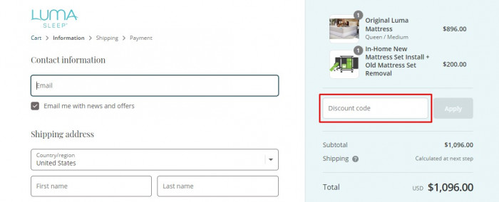How to use Luma Sleep promo code
