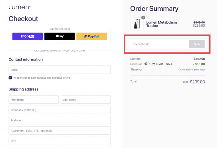 How to use discount code at Lumen