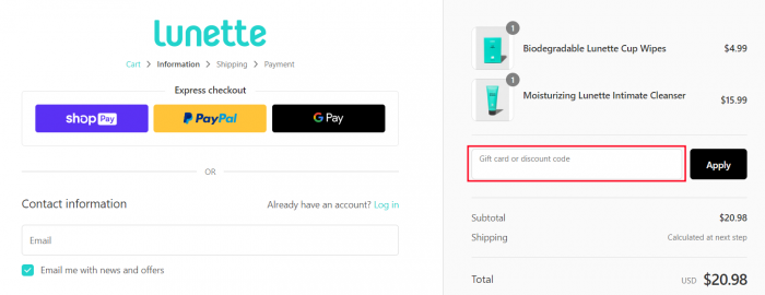 How to use Lunette promo code